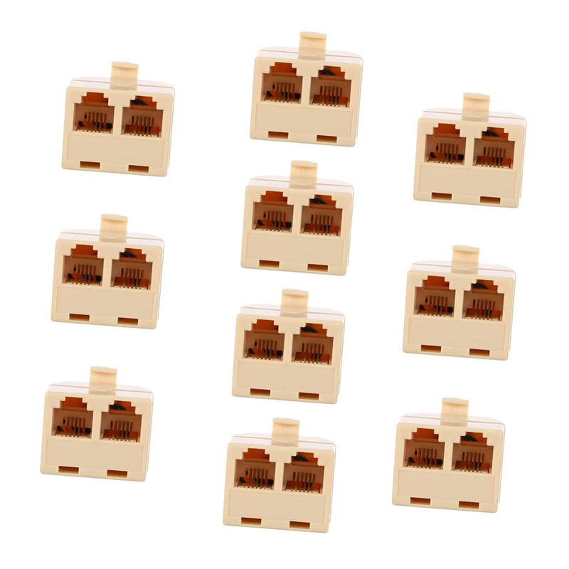 NUOBESTY 10 قطعة مقسم هاتف مزدوج التوصيل محول حائط لتمديد خط أرضي سهل التركيب - Image 1